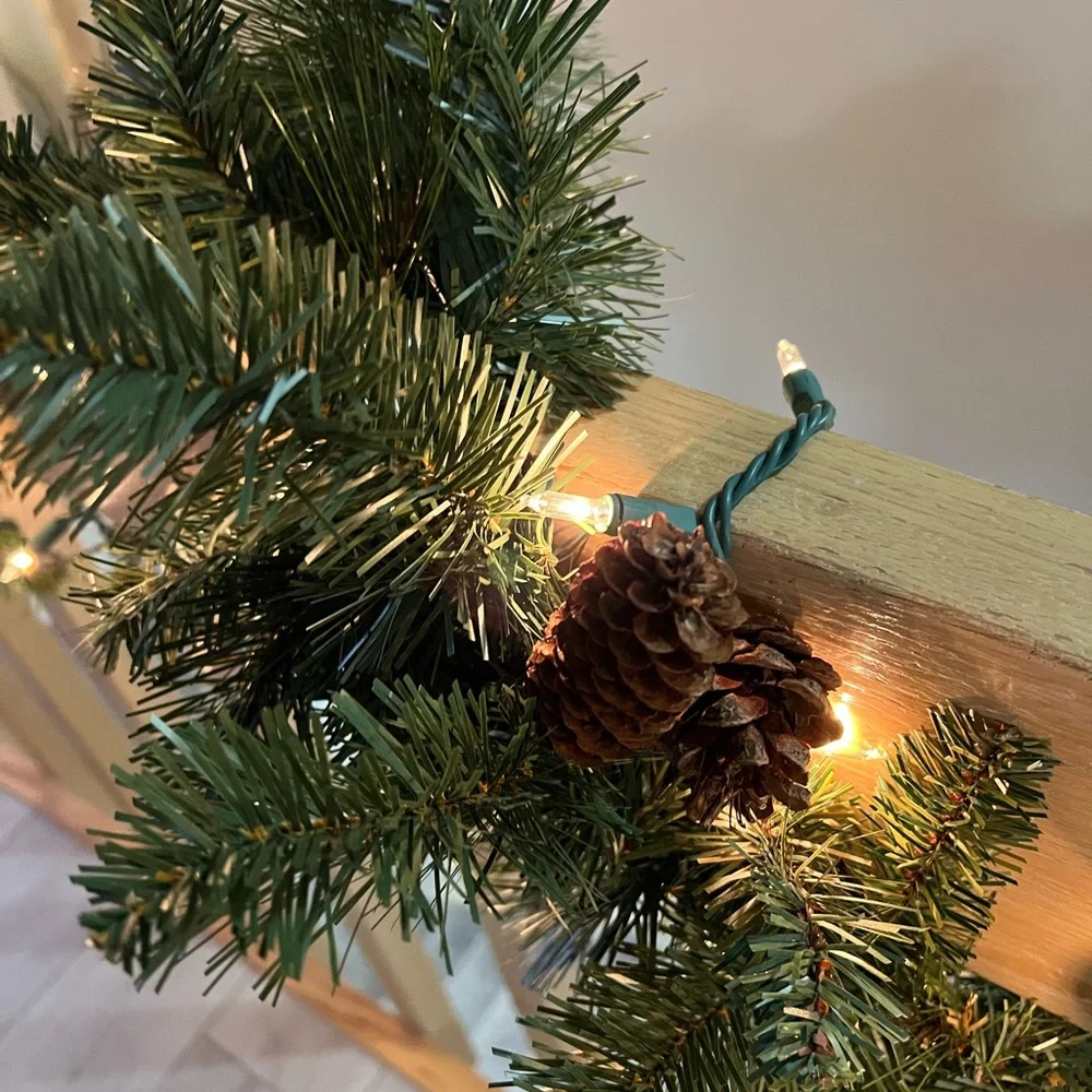 Holiday Pine Garland with Warm White Lights x 2